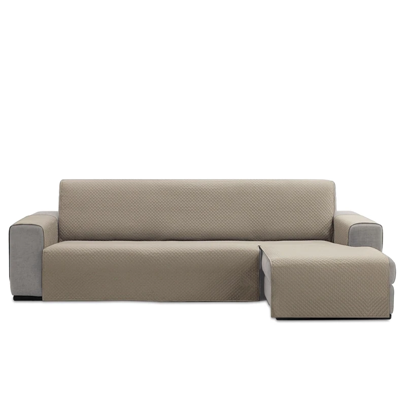 FAVERTI® Quilted Chaise Longue Sofa Cover 280 cm (Seat) | REQUENA Model | Beige | Left/Right Compatible Protector | Easy to Wash Canvas, Durable and Resistant | Made in Spain