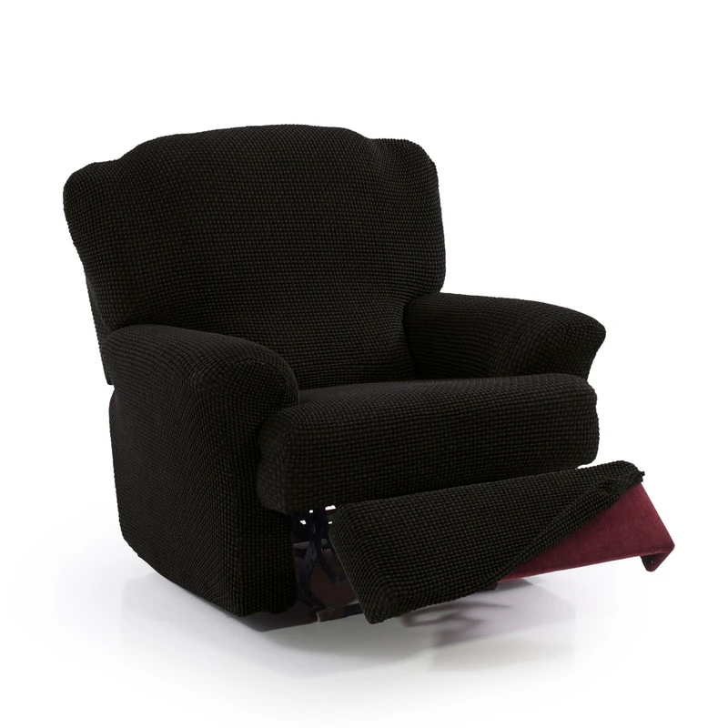 FAVERTI® Super Elastic Relax Armchair Cover from 70 to 90 cm | Model NOVELE | Black | Recliner Cover Separate Feet | Jacquard Fabric Quality Protector Cotton Feel