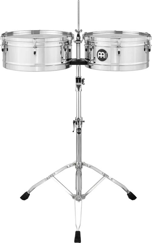Meinl Percussion Marathon Series Timbales - 2 Drums with 14 and 15 Inches - With Stand - Steel, Chrome-Plated (MTS1415CH)