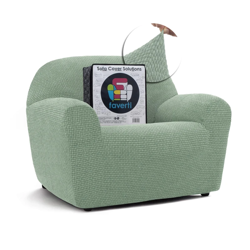 FAVERTI® Super Elastic Armchair Cover 1 Seater from 70 to 110 cm | Model NOVELE | Turquoise | Universal Cover Ideal for Any Shape of Armchair | Quality Protector Jacquard Fabric Cotton Feel