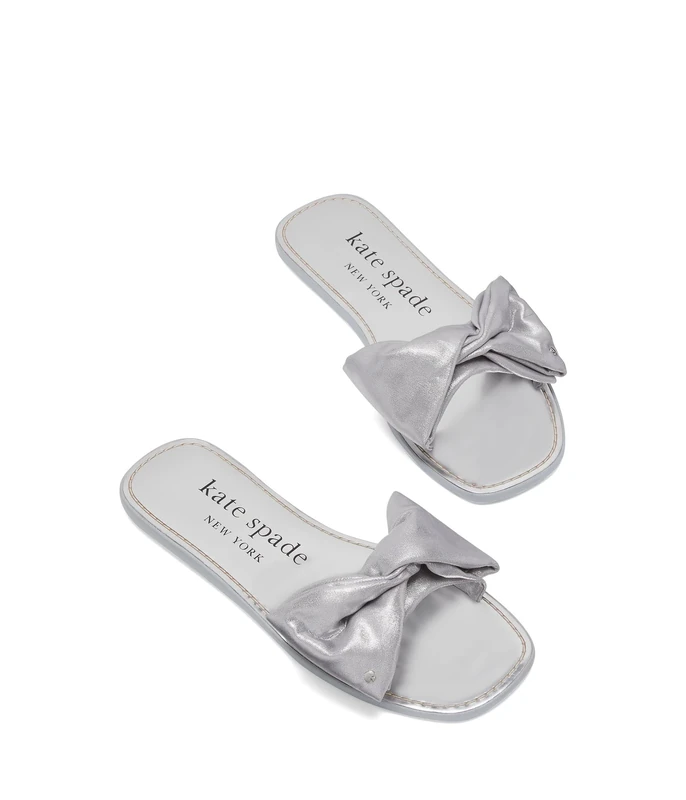 Kate Spade New York Women's Bikini Flat Sandal, Silver, 6.5 UK
