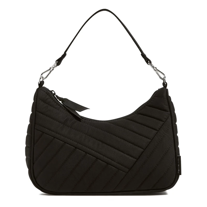 Vera Bradley Women's Cotton Frannie Mini Crescent Crossbody Purse, Black, One Size