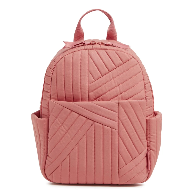 Vera Bradley Women's Cotton Small Backpack Bookbag, Terra Cotta Rose, One Size