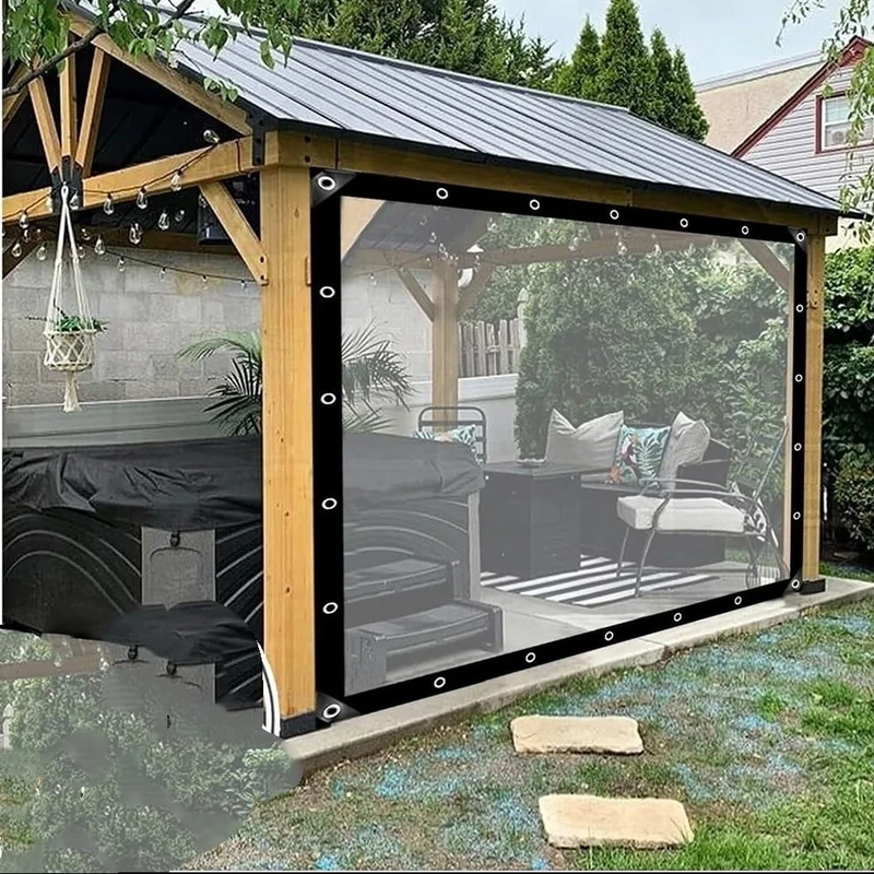 Outdoor Vinyl Curtain Clear Tarp Panel, Pergola Side Panels Weather Resistant Vinyl Patio Enclosure Panels, for Garden, Patio, Porch (Size : 20x8ft/6x2.5m)