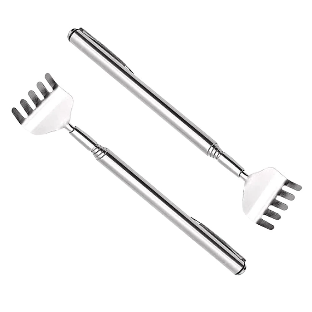 Back Scratcher, 2 Pcs Stainless Steel Back Scratcher, Telescopic Back Scratch, Portable Extendable Back Massager, for Head, Back Massage