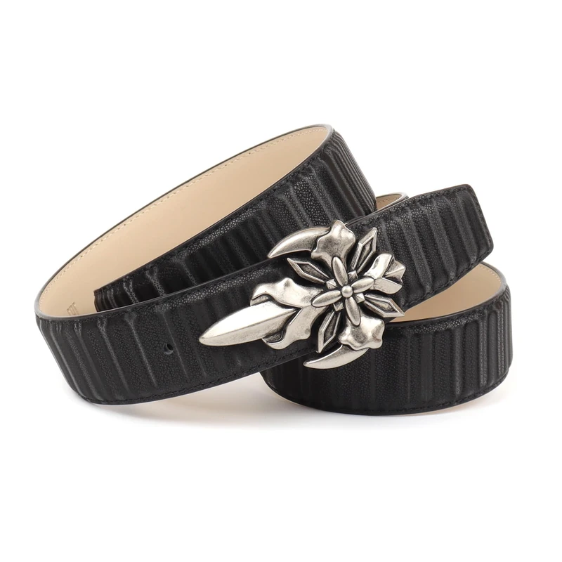 Anthoni Crown Leather Belt, Black, 95 - Image 1
