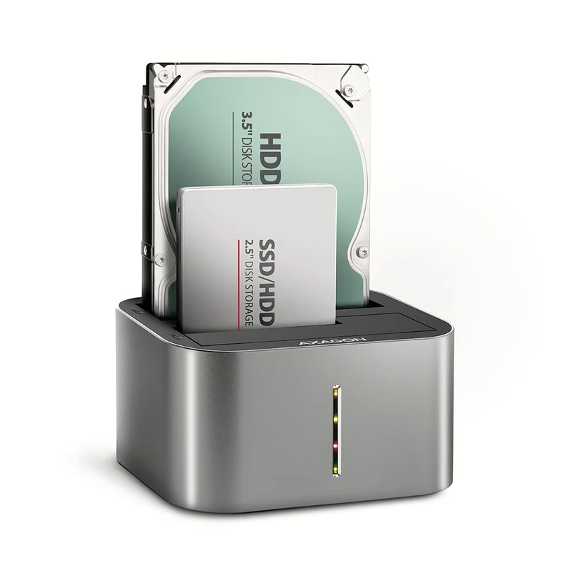 AXAGON ADSA-DC USB3.2 Gen1 - 2x SATA 6G CLONE DUAL HDD Dock Station ASMedia - Image 1