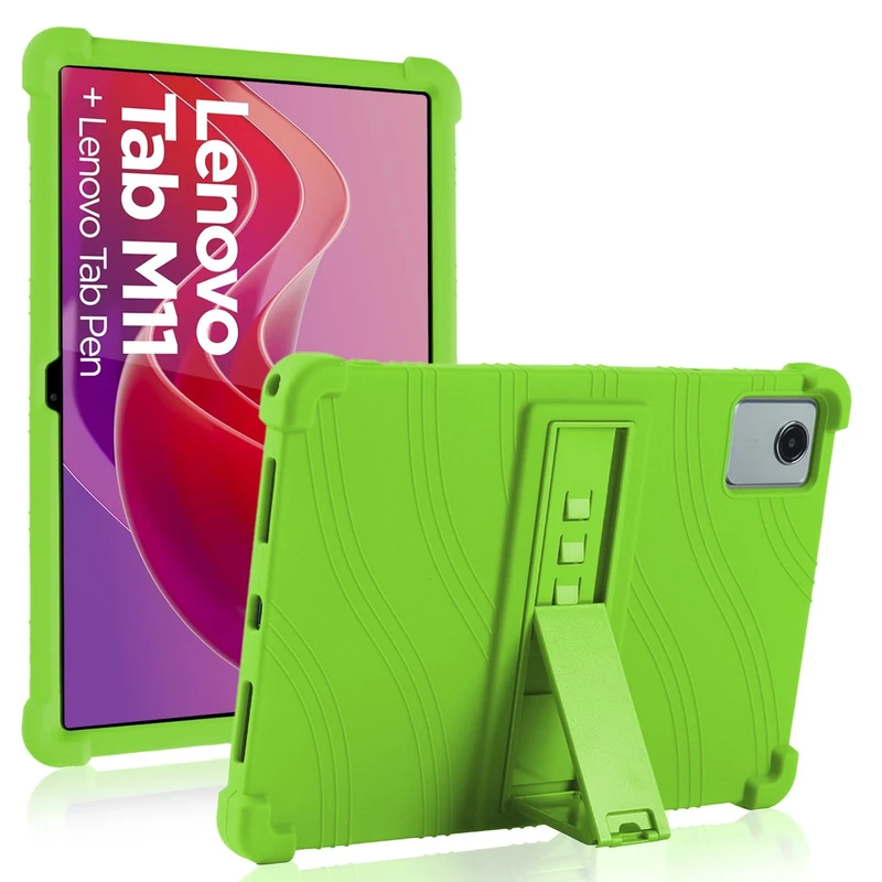 ATOOZ for Lenovo Tab M11 Case 11 Inch 2023,Soft Silicone Kids Case for Lenovo Tab M11/K11 Tablet (TB330FU)/Xiaoxin Pad 11 (TB331FC) 2024 with Stand (Green)