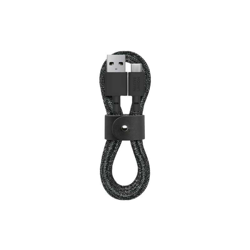 Native Union Belt Cable USB-C to USB-A - 4ft Ultra-Strong Charging Cable with Leather Strap Compatible with iPhone 16, Samsung Galaxy Z Fold 6, Flip 6, S24 Ultra, Pixel 9 Pro, iPad Pro (Cosmos)