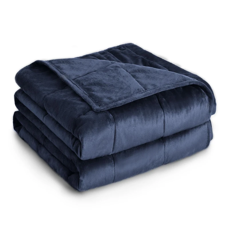 Topblan Weighted Blanket Queen Size 15lbs, Adult Weighted Blankets with Soft Warm Fabric for Sleeping and Calming, Adult Heavy Blanket for Sofa Bed, Navy Blue, 60 x 80 inches
