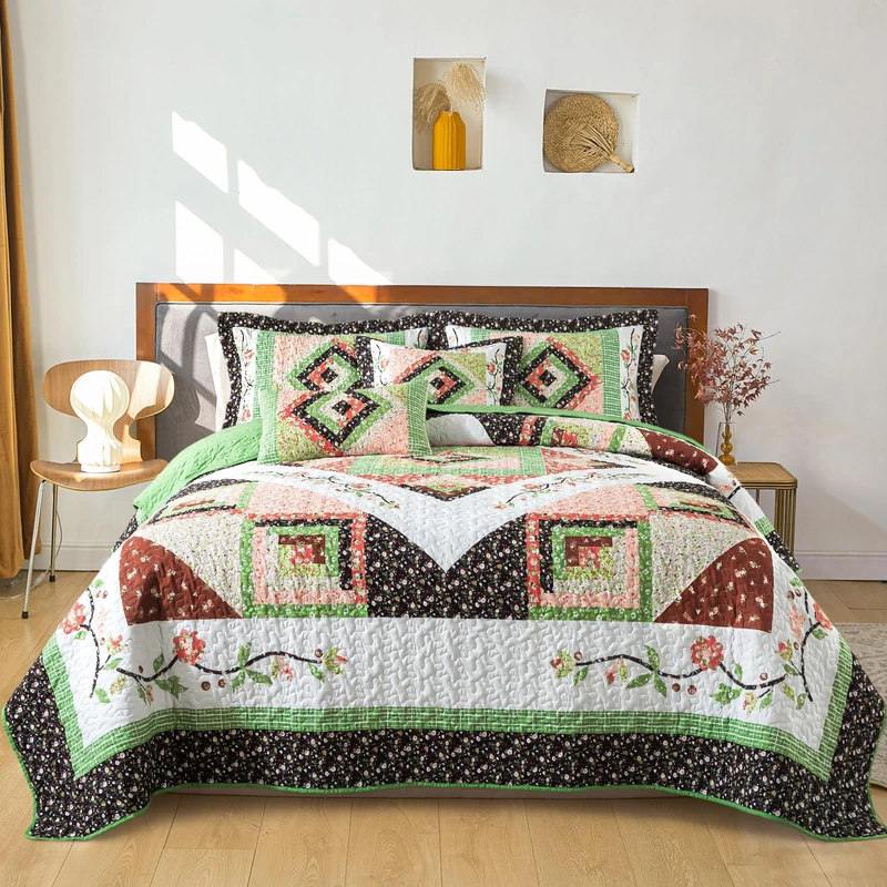 BEDIFANY Queen Size Quilt Set, Farmhouse Cotton Fill Bedspread Coverlet Set