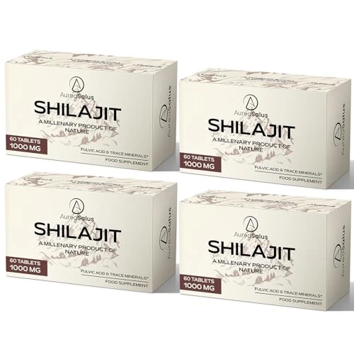 AureaSalus Shilajit Tablets 30,000mg, 60 Counts Himalayan Shilajit Tablets (1000mg Per Serving), Rich in 85+ Minerals & Fulvic Acid, More Convenient Than Shilajit Resin (240 Tablets)