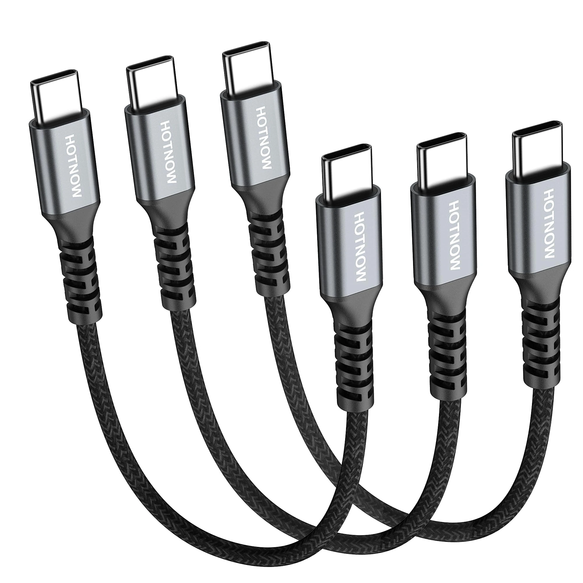 HOTNOW Short USB C to C Cable 0.15m 3Pack, 15cm USB-C 65W Fast Charging Cords for iPhone 16 15,Galaxy S25 S24 S20 S9, Air 2020, iPad Pro, Power Bank and More