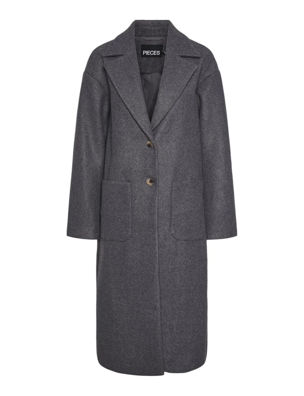 PIECES Women's Pcjili Long Coat Bc, Dark Grey Blend, M