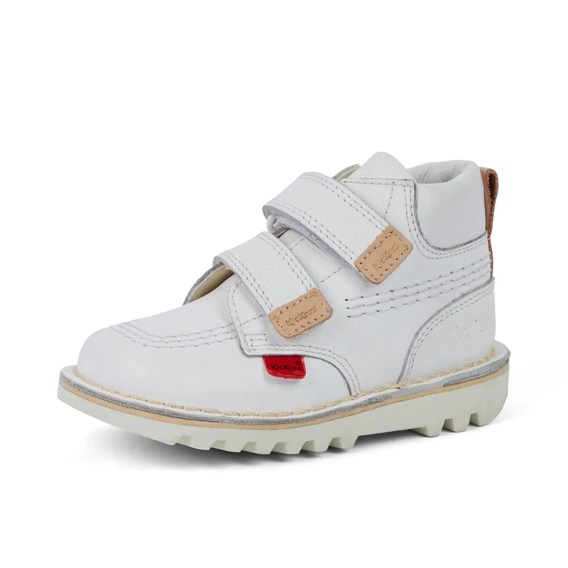 Kickers Unisex Kids Kick Hi Roll Ankle Boots | Extra Comfortable | Added Durability | Premium Quality, White, 5 UK Child