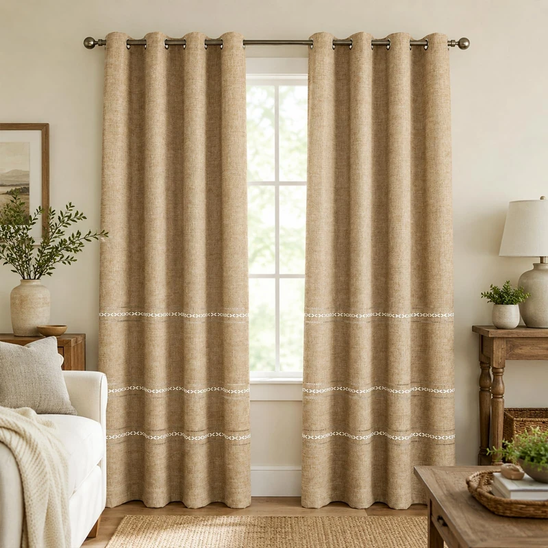 VOGOL Brown Chenille Curtains for Living Room, 52 x 96, 2 Panels