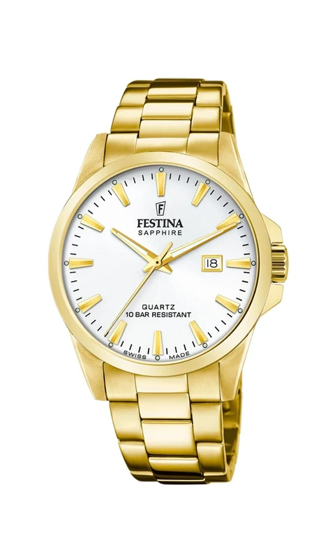Festina Swiss Made Mens Gold PVD-Plated Steel Watch with Bracelet F20044/2