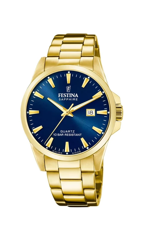 Festina Swiss Made Mens Gold PVD-Plated Steel Watch with Bracelet F20044/3