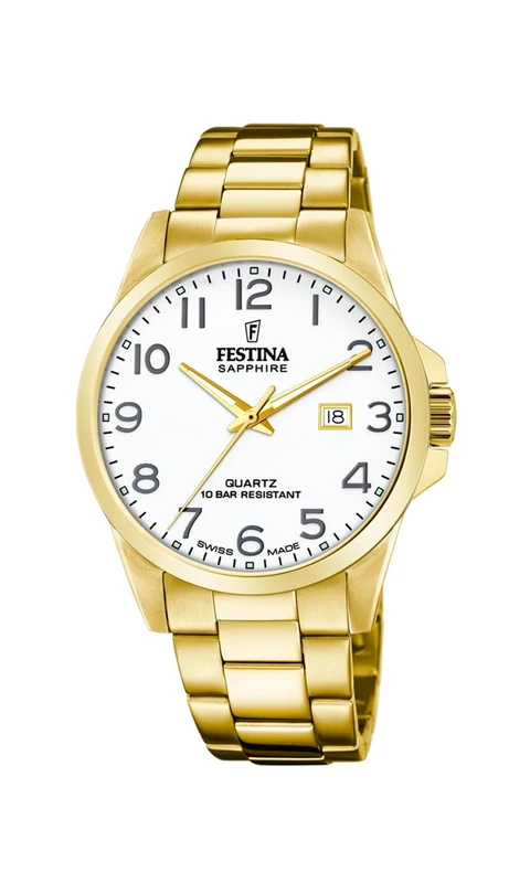 Festina Swiss Made Mens Gold PVD-Plated Steel Watch with Bracelet F20044/1