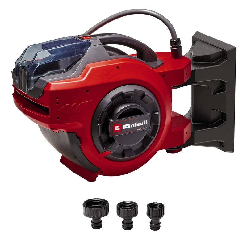 Einhell Power X-Change Wall Mounted Retractable Hose Reel (Without Hose) - Battery Powered Automatic Hose Retraction, Swivels 180°, 1.5m Connection Hose - GE-HR 18/30 Li (Battery Not Included)