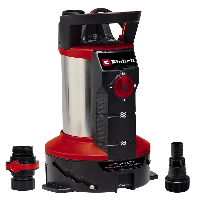 Einhell GE-DP 7935 N -A LL ECO 3-in-1 Discharge Pump for Charged Water (790 W, Aquasensor, Particles Ø 35 mm, Discharge Flow Rate max. 19,500 L/h, with Quick Connector/Universal Adapter)