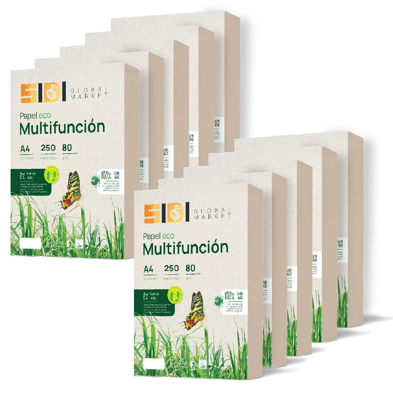 Recycled Paper, DIN A4, Pack of Sheets A4 80 g, Copy Paper and Printer, 250 Sheets A4 100% Made with Recycled Paper · SIDI (10 Packs)