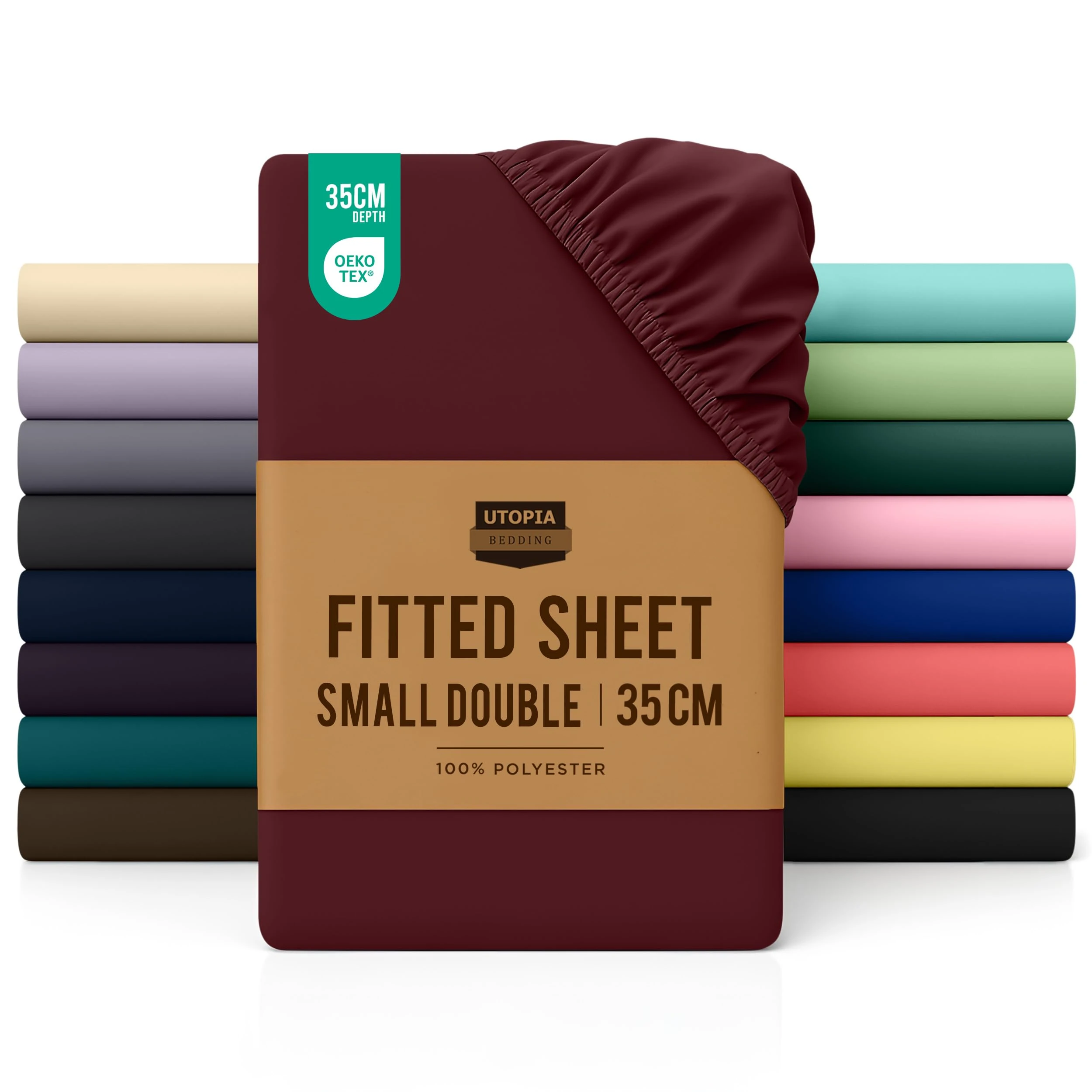 Utopia Bedding Fitted Sheet Small Double / 4ft, Burgundy - Deep Pocket 12 inch (30 cm) - Easy Care - Soft Brushed Microfibre Fabric - Shrinkage and Fade Resistant - Bottom Sheet