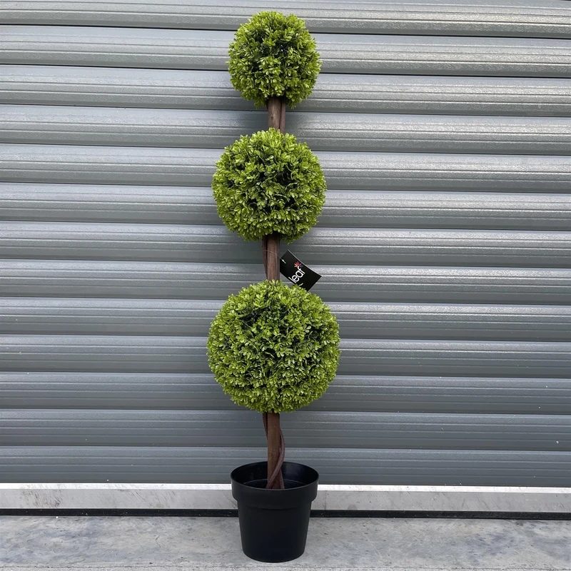 Leaf Artificial Boxwood Trees, 120cm Triple Ball