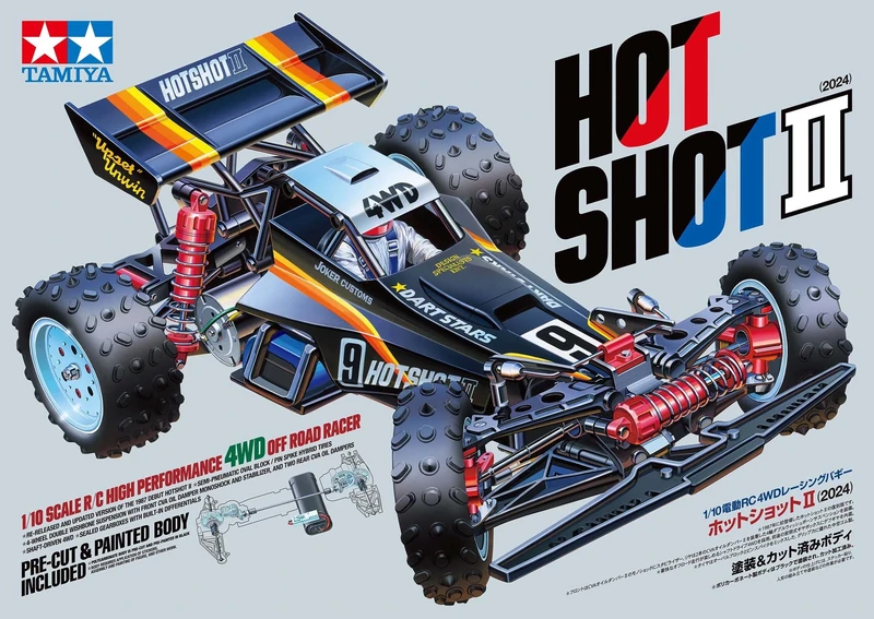 TAMIYA 58737 1:10 RC Hotshot II (2024) 4WD - Remote Controlled Car, Vehicle, Model Building, Assembly, Hobby, RC Kit, Unpainted
