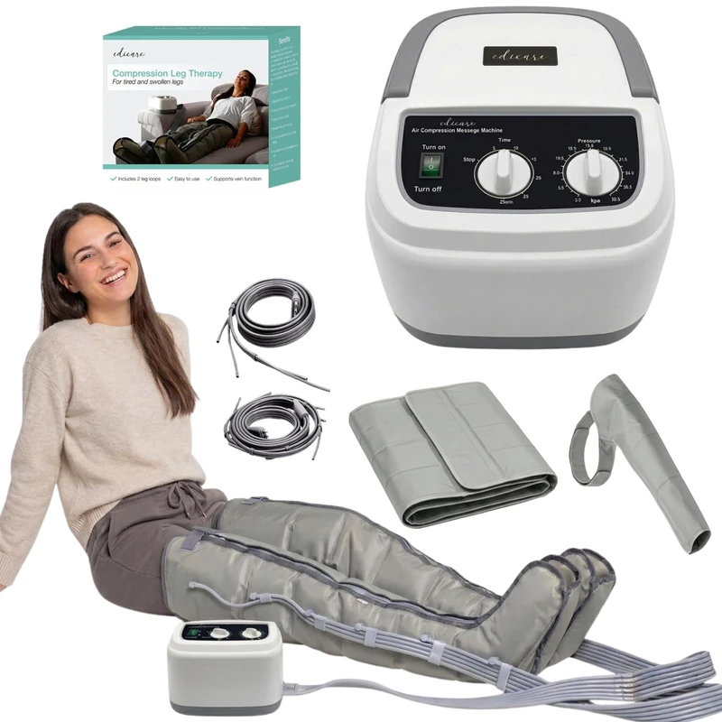 Edicare, Lymphatic Drainage Device for Legs, Feet, Arms and Abdomen, Massager, Easy to Adjust and Use, 6 Air Chambers, Professional Effectiveness (Full Kit) - Image 1