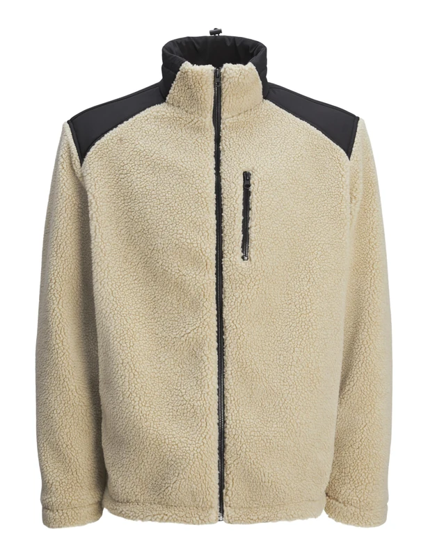 JACK & JONES Men's Jcoecho Fleece Jacket, Crockery/detail: black overlay, XL