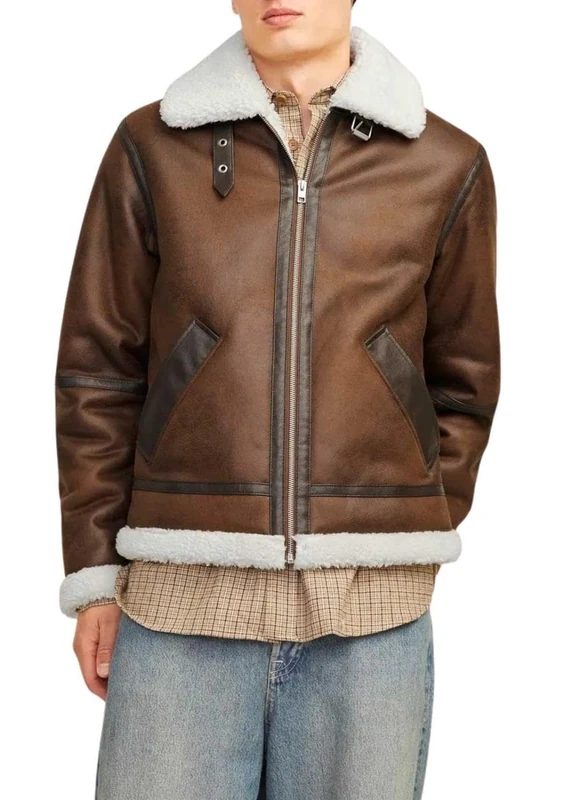 JACK&JONES JORCOLE Aviator Men's Jacket, Chocolate Brown, XS, Chocolate Brown, XS