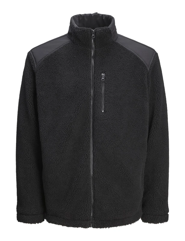 JACK & JONES Men's Jcoecho Fleece Jacket, Black/Detail:Black Overlay, M
