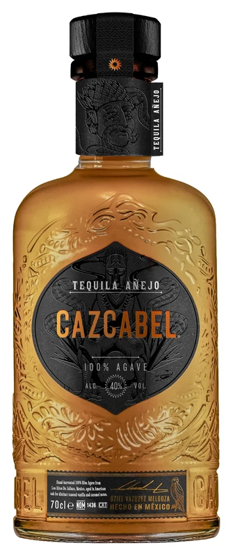 Cazcabel Añejo Tequila, 100% Blue Weber Agave, Award-Winning, Family Estate Grown & Produced, Additive-Free, Aged for 14 months in American Oak Barrels, 40% ABV, 70cl