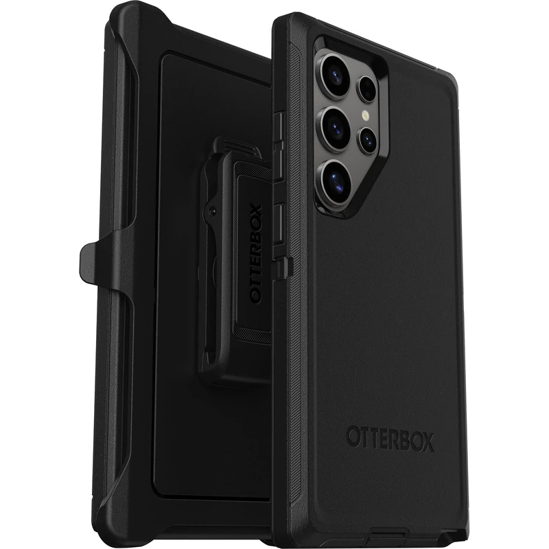 OtterBox Samsung Galaxy S24 Ultra Defender Series Case - Black, Rugged & Durable, with Port Protection, Includes Holster Clip Kickstand