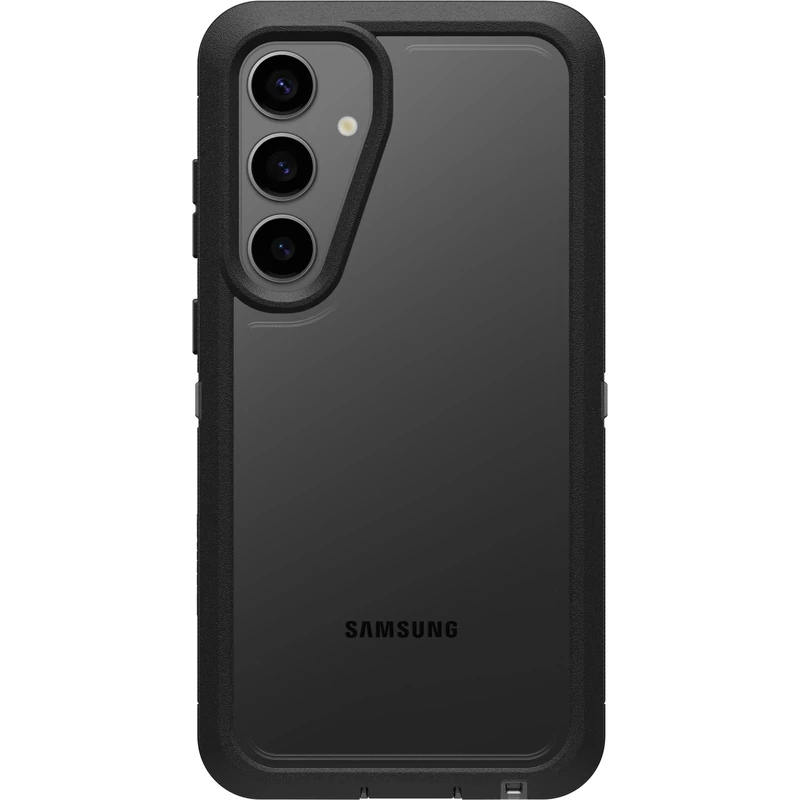 OtterBox Samsung Galaxy S24+ Defender Series XT Clear Case - DARK SIDE (Clear/Black), screenless, rugged, lanyard attachment
