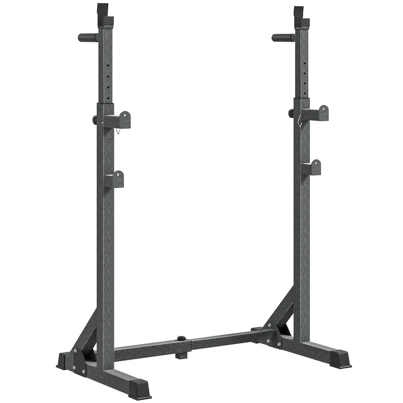 SPORTNOW Heavy-Duty Squat Rack, Adjustable Barbell Rack with Dip Station, Multi-Function Weight Lifting, for Home, Gym, Max Load 150kg - Black