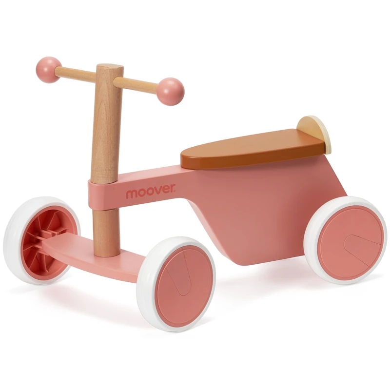 Moover 4-Wheels Ride on Bike, Sturdy Wooden Role Play Toy, No Assembly Required, Promotes Mobility, Environment-Friendly Paint, 50 x 35 x 45 cm, 18 Months+, Coral Pink