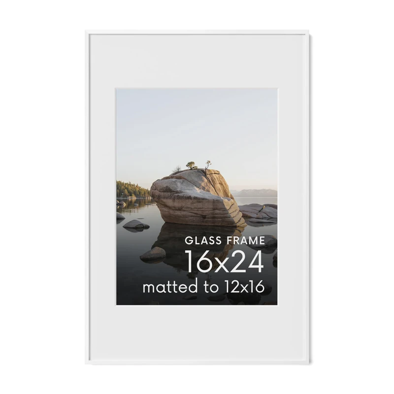 HAUS AND HUES 16x24 Picture Frame with Real Glass & White Premium-Grade Metal Matted to 12x16 - Aluminum Poster Frame 16x24 - Includes Hanging Kit - Ideal for Home, Office (16x24 in, White)