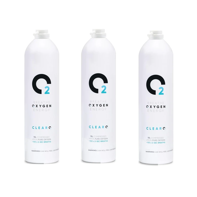 ClearO2 15L Oxygen Can - 3 Pack Replacement, Pure Breathable O2
