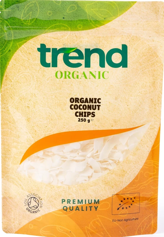 Trend Organic Coconut Chips, 250g-Crispy Blis, Perfect for Snacking, and Culinary Creations with its Tropical Taste, Rich in Fibre, Certified Organic, Vegan, Non-GMO, No Additives No Preservatives