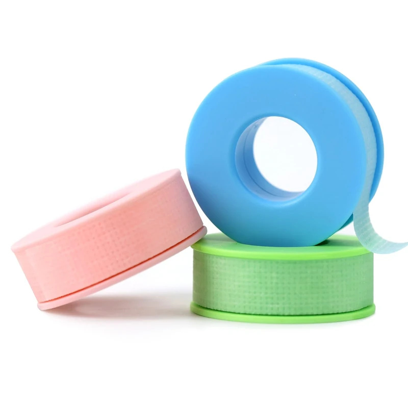 Obeyalash 3 Rolls Lash Extension Tape Eyelash Tape for Lash Extensions Micropore Tape Silicone Gel Tape Green Blue Pink Medical Tape for Lashes, Makeup, Wound Care, Sensitive Skin - Image 1