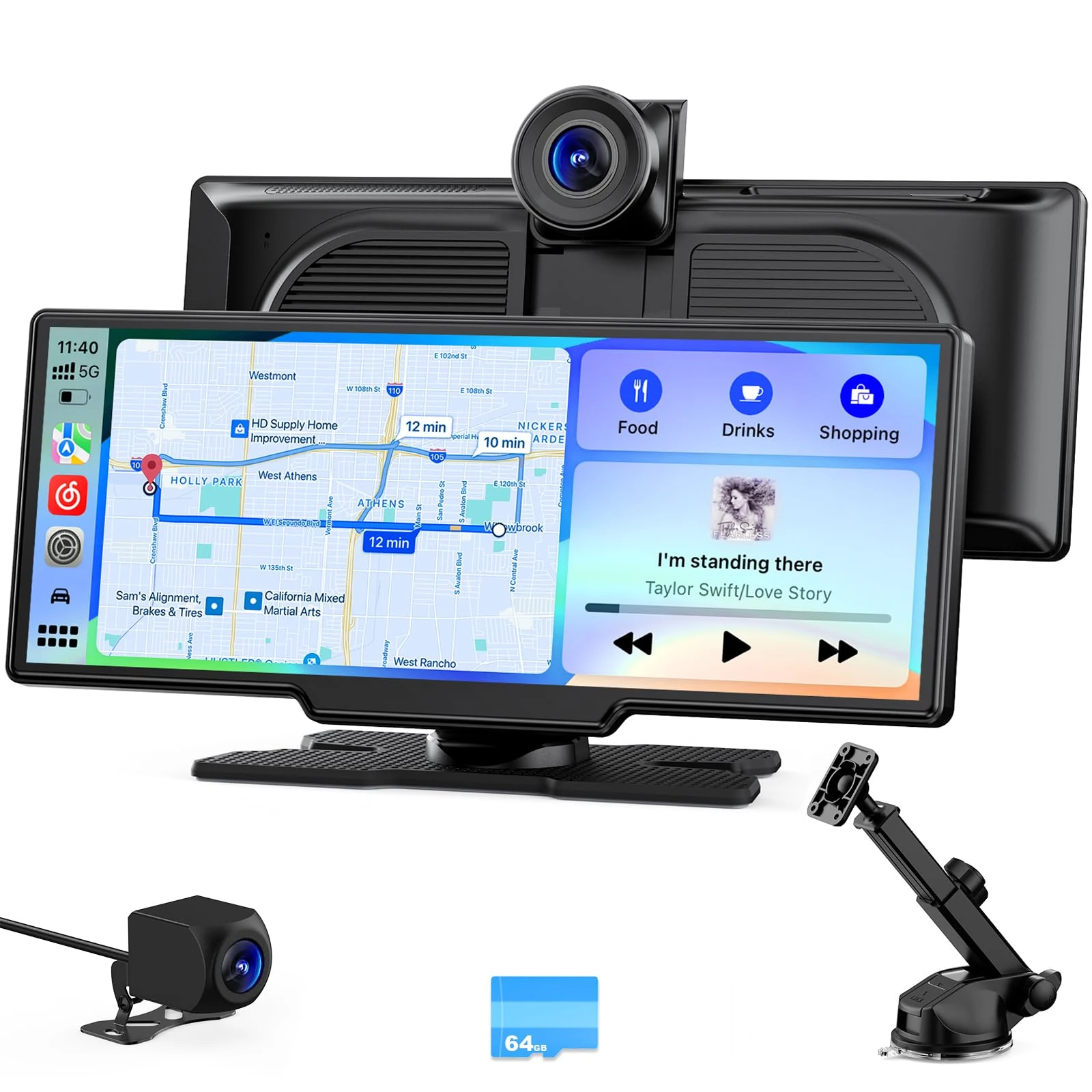 Avylet 9.26" Wireless Carplay Screen, Car Tablet with Apple Carplay & Android Auto, 4K Dash Cam, FHD Rear Camera, GPS Navigation, Voice Control, Mirror Link, Bluetooth, AUX, FM for Car