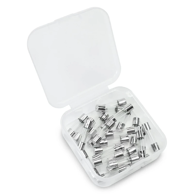 Innfeeltech 25pcs Fast Blow Glass Fuses 5 * 20mm 250V 5A Quick Tube Fuse Assortment Kit