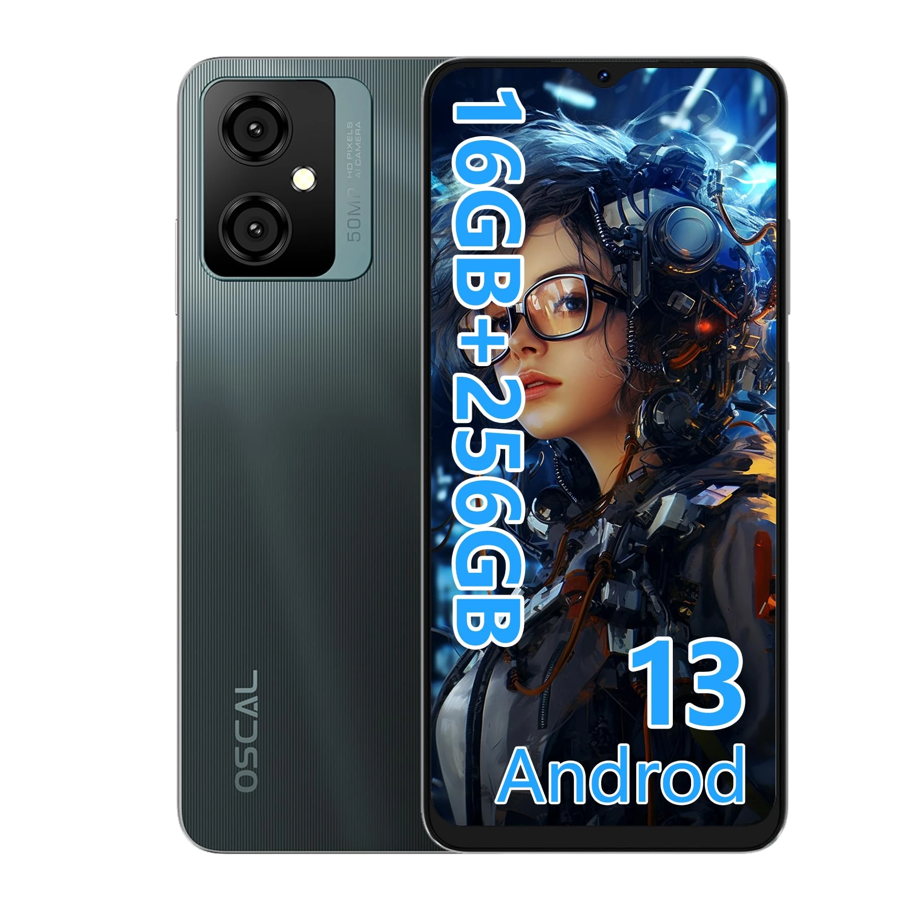 OSCAL FLAT 2 SIM-Free & Unlocked Mobile Phones 2025, Android 15 Smartphone, 12+128GB/2TB Octa Core, 5000mAh Battery Phone for Sale, 90Hz 6.56" HD+ Display, 4G Dual Sim/GPS/Fingerprint/Face Unlock