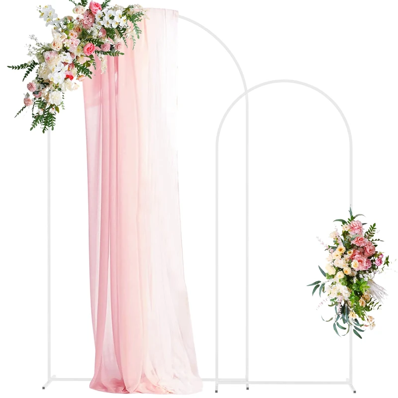 Wokceer Wedding Arch Stand 7.2FT, 6FT White Metal Arch Backdrop Stand Set of 2 for Birthday Party Wedding Ceremony Baby Shower Graduation Decoration, (AB-1.2M-White-M-W)