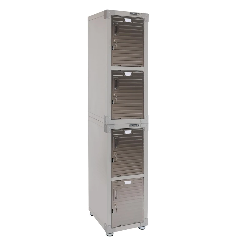 Seville Classics 4-Door Stackable Locker Cabinet, 15x30x73.9, Granite