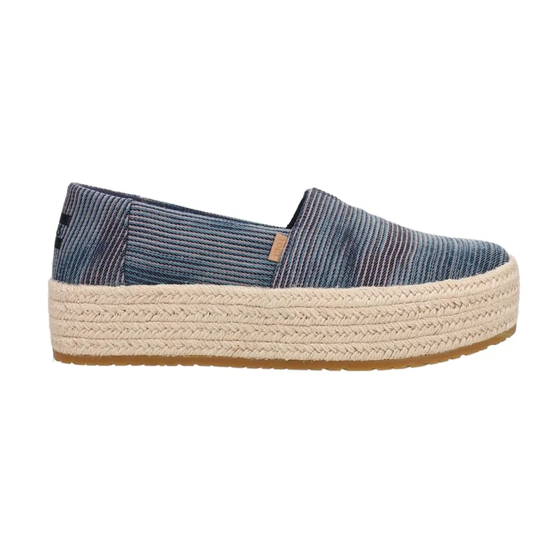 TOMS Women's Valencia Espadrille Loafer Flat, Navy Novelty Denim, 10 UK