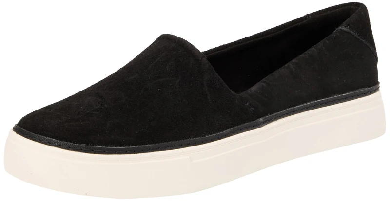 TOMS Women's Kameron Slip On Sneaker, Black Suede, 6 UK