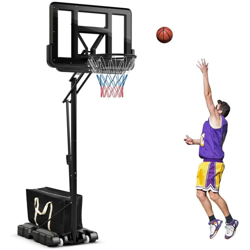 SPOTRAVEL 245-305cm Basketball Hoop Stand, Portable Basketball Stand